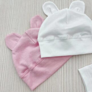 Combo de 2 bodys + 2 gorritos con orejitas (cerezas)