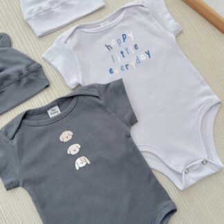 Combo de 2 bodys + 2 gorritos con orejitas (perritos)