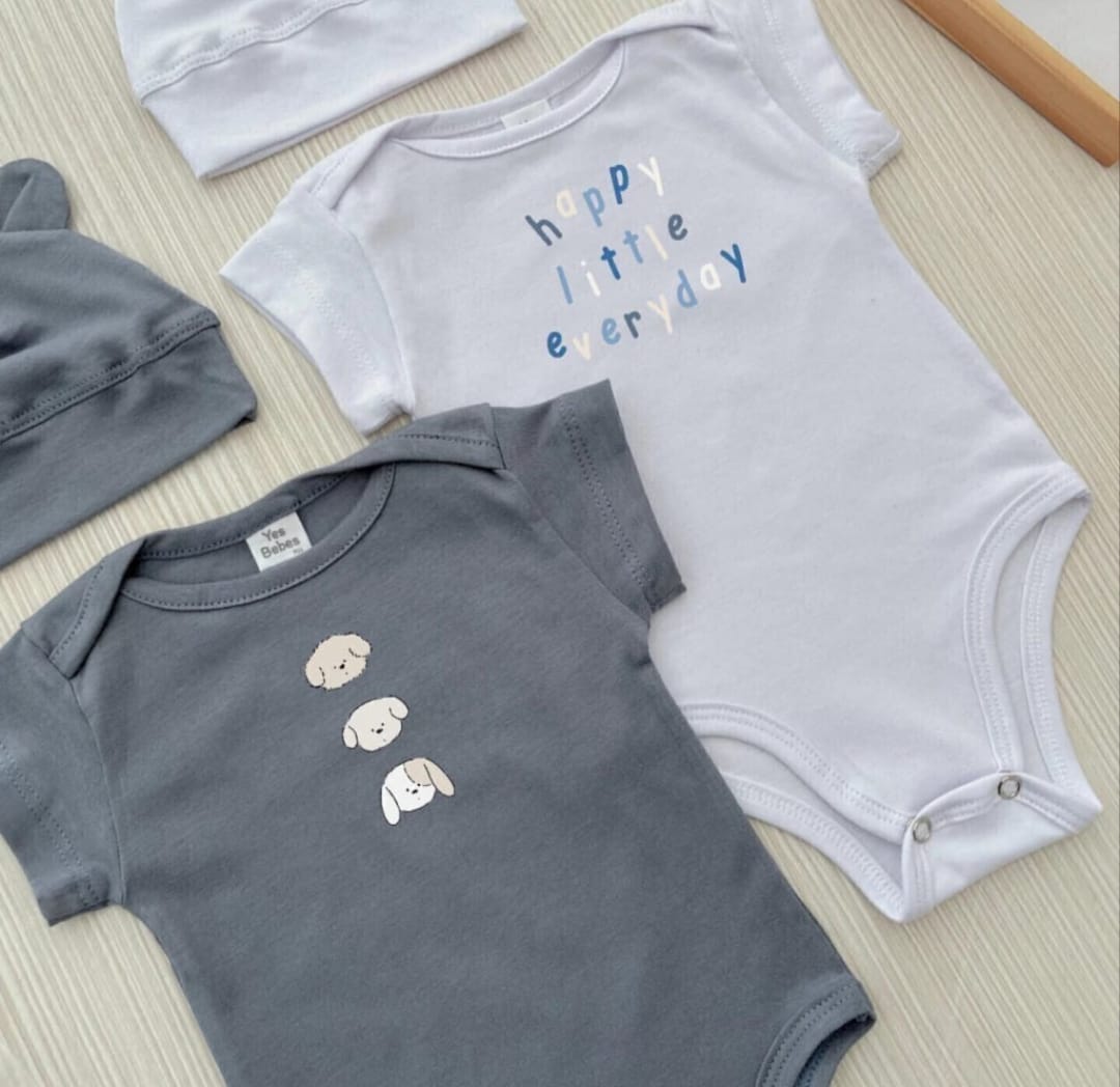 Combo de 2 bodys + 2 gorritos con orejitas (perritos)